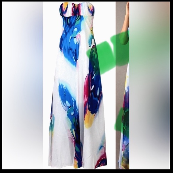 Top Quality Sexy Boho Strapless Floral Dre… - Picture 2 of 8